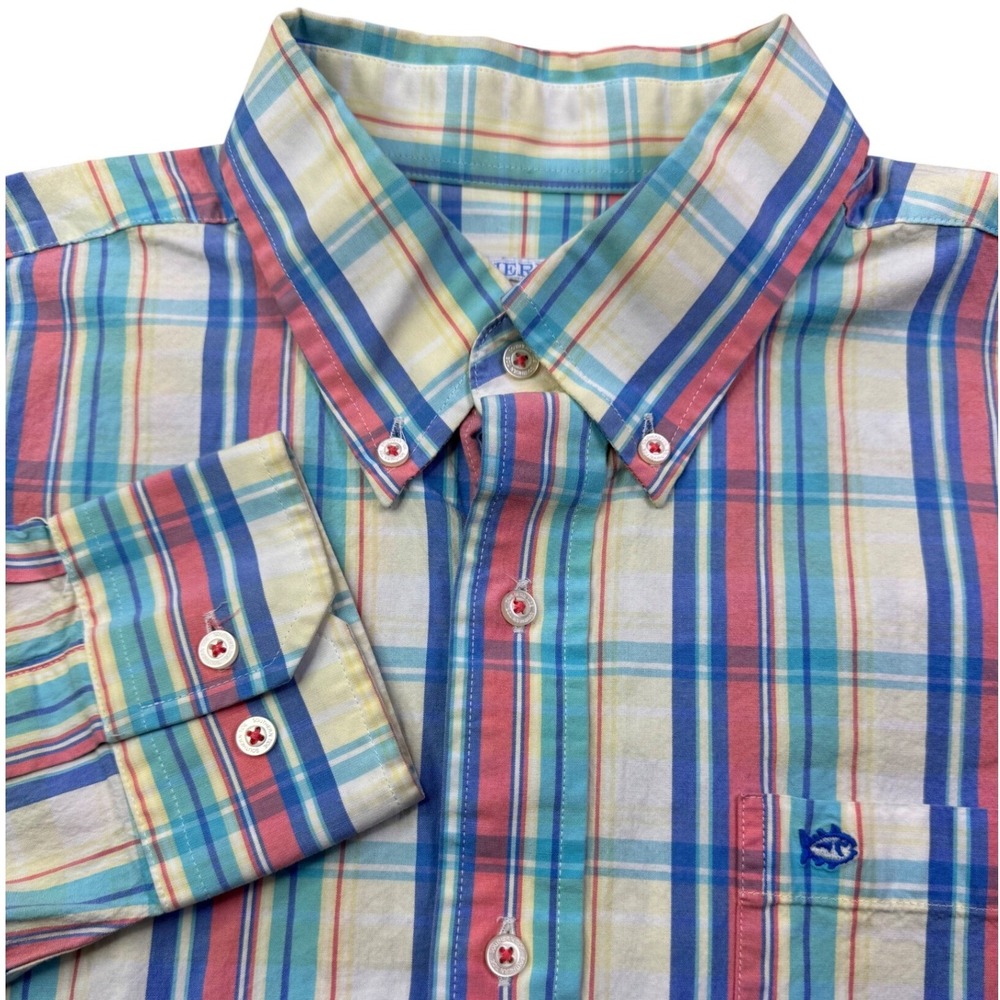 Southern Tide Plaid Long Sleeve Button Down Shirt Men's Large